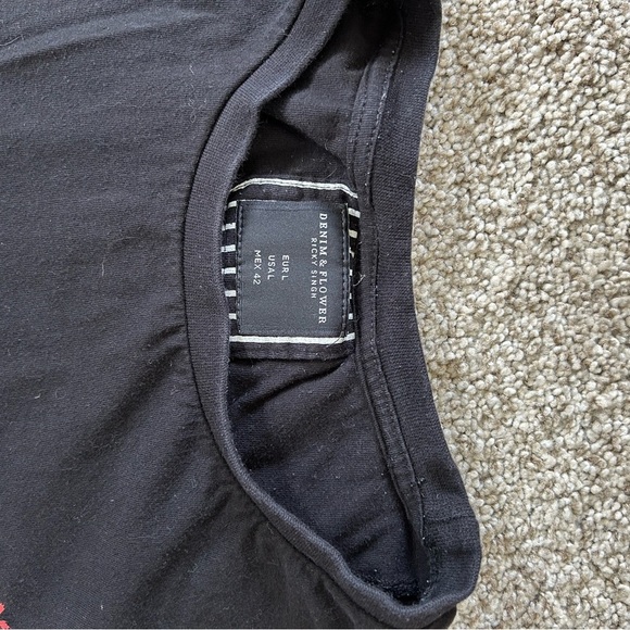 Denim & Flower LA black short sleeve. Palm trees. Size large. Beach. 100% cotton - Picture 4 of 8